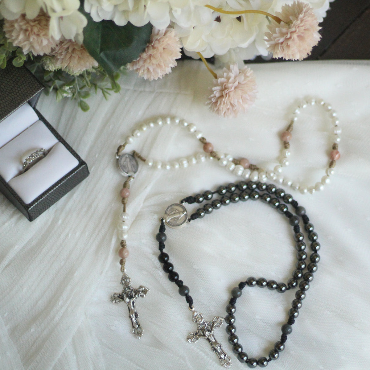The Shield | Traditional Gemstone Rosary | Wedding Set Collection