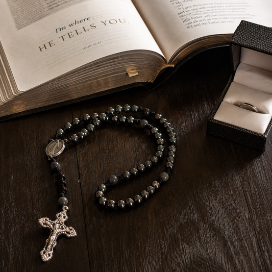 The Shield | Traditional Gemstone Rosary | Wedding Set Collection
